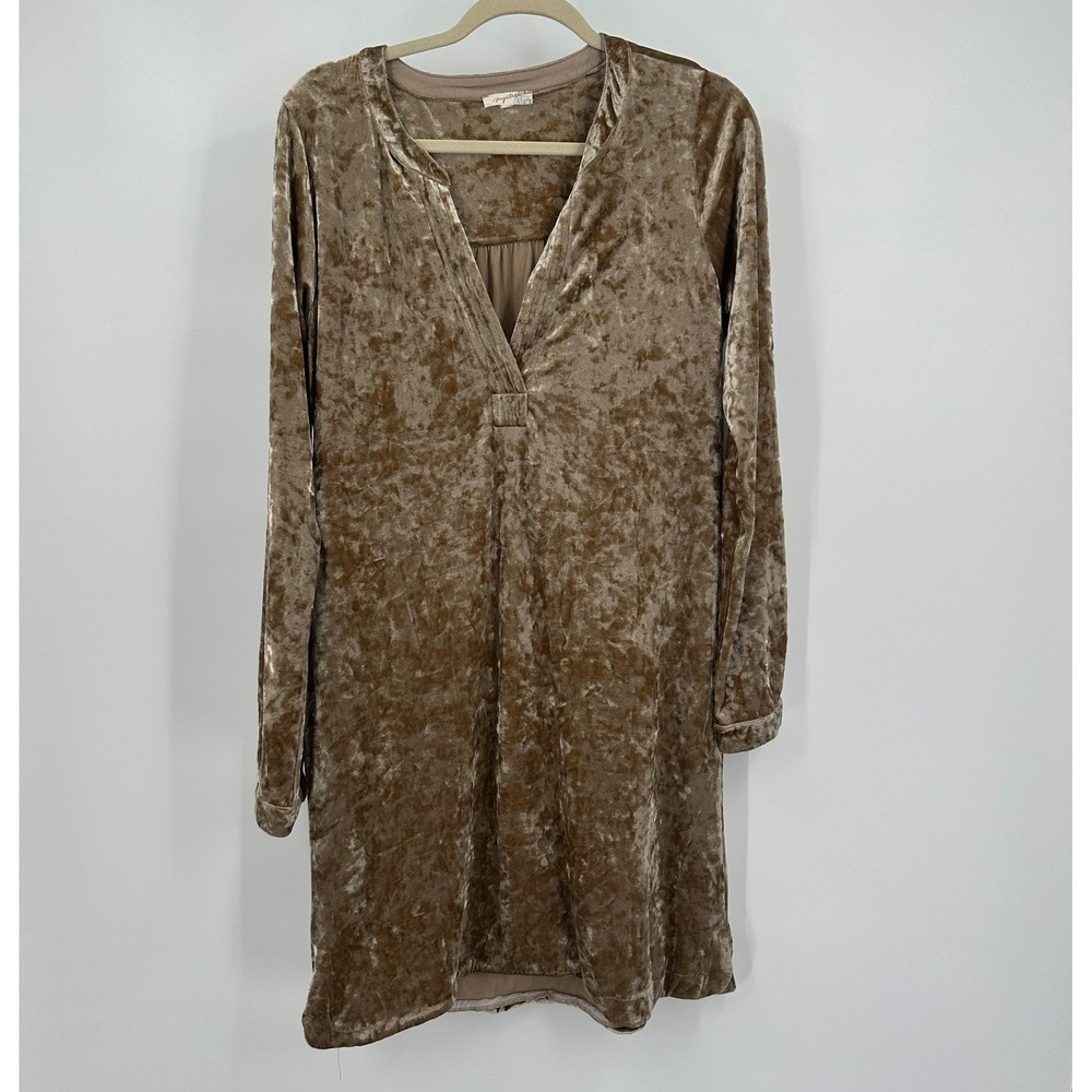 Womens Luxurious‎ Crushed Velvet Dress Size L Champagne Minimalist Cocktail
